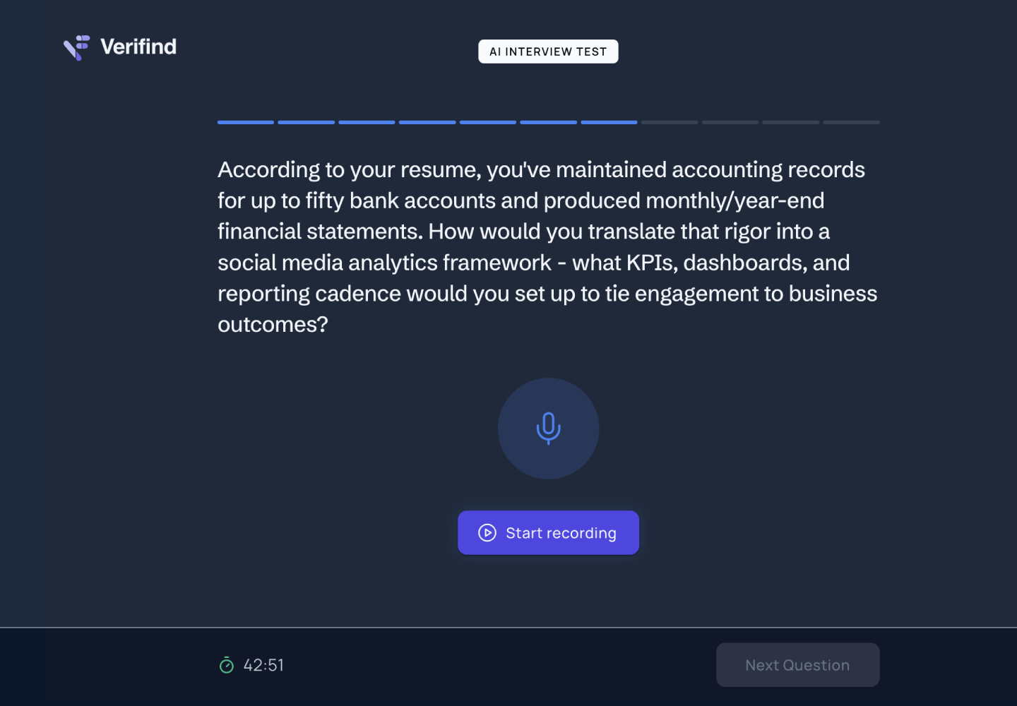 Resume-based assessment